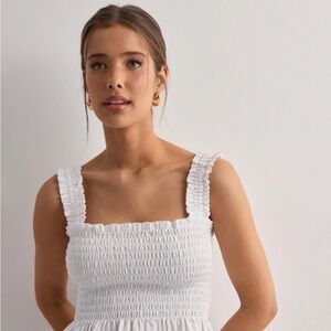 Aritzia White Ruffled Tank Top